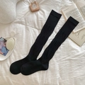 Calcetines negros altos estilo ballet con textura de punto acanalado y efecto arrugado - Talla única / Negro