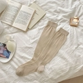 Calze al polpaccio beige avena in morbido cotone a coste stile balletto giapponese - Cachi