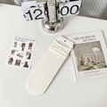 Beige crew socks with vertical knit texture and Japanese style displayed on table - One Size / Creamy White