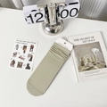 Pale green cotton knit mid-calf crew socks with a vertical ribbed texture and white tag - One Size / Green