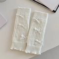 Witte Lolita gebreide beenwarmers met drie zoete satijnen strikken in balletstijl - Helemaal Wit
