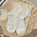 Calze medie Lolita bianco crema con righe verticali e bordo in pizzo dolce - Righe Verticali Lunghe