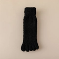 Thick black coral fleece five-finger socks for winter warmth with soft fluffy texture - Black