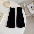 Schwarze gestrickte Beinlinge mit Daumenlöchern, trendiges Mode-Accessoire für Herbst - Schwarz
