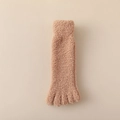 Fuzzy coral fleece five-finger socks in warm camel brown with soft plush texture - Light Coffee