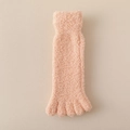 Plush peach coral fleece five-finger socks for women designed for winter warmth at home - Orange Pink