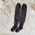 Thick black over-the-knee knit socks in a cozy winter style for women - One Size / Dark Gray