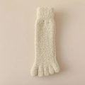 Plush cream-colored five-finger socks in soft coral fleece for warm winter home wear - Fruit Green