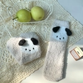 Chaussettes épaisses en polaire corail beige avec motif de chien en 3D pour l'hiver - Taille unique / Kaki