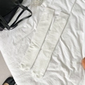 Calcetines altos Tabi blancos de canalé para mujer con diseño de dedos libres - Talla única / Color Sólido (Blanco) / Blanco