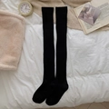 Chaussettes hautes en laine noire épaisse style japonais minimaliste pour l'hiver - Taille unique / Noir