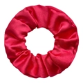 Vibrant red satin scrunchie for women made of premium silk-like fabric with soft folds - Red