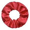 Vibrant bright red satin fabric scrunchie with smooth silk texture and elastic design - Scarlet
