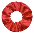 Vibrant red satin scrunchie with silky texture and durable elastic inner band - Orange Red