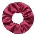 Lustrous burgundy satin silk scrunchie hair tie with smooth fabric texture - Deep Wine Red
