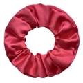 Elegant rose red satin silk scrunchie with high glossy finish and soft texture - Carmine