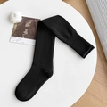 Thick black wool over-the-knee socks with wide ribbed cuffs for winter warmth - One Size / Black