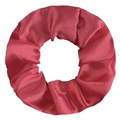 Vibrant red satin scrunchie hair tie with smooth silky texture and elastic core - Deep Watermelon Red