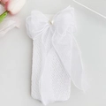 Calze al ginocchio in pizzo bianco con fiocco in organza e perla a cuore - Taglia unica / Bianco