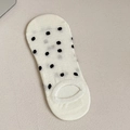 Calze invisibili bianche a pois neri con rete traspirante e silicone antiscivolo - Bianco a pois neri