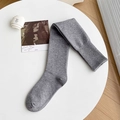 Thick wool blend over-knee socks in dark grey with ribbed cuffs for winter warmth - One Size / Gray