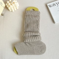 Calentadores de punto gris beige con textura acanalada para un estilo japonés JK acogedor - Talla única / Caqui