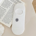 Fantasmini bianchi in cotone da donna con ricamo a picche e silicone antiscivolo - Taglia unica / Picche