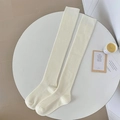 Calcetines altos de punto blanco crema con diseño de canalé y estilo nórdico - Blanco Crema