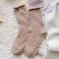 Women's thick thermal winter socks in tan brown with plush fleece lining and cuff - One Size / Khaki
