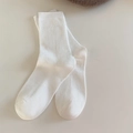 Classic white ribbed crew socks for women featuring a minimalist knitted texture style - One Size / Bleached White