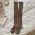 Thick coffee brown knitted over-knee high socks for winter warmth and leg slimming - Light Coffee