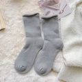 Thick winter warm thermal crew socks in dark grey color with soft fleece lining - One Size / Gray