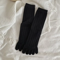 Women's black five-finger socks with vertical stripes and ribbed cuffs in cotton knit - One Size / Black