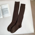 Calcetines de punto color marrón chocolate con rayas verticales y estilo retro - Talla única / Café