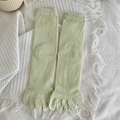 Light green five-finger toe socks with vertical ribbed texture in soft cotton fabric - Green