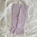 Light purple five-finger mesh socks with diamond cutouts and ribbed cuffs for women - One Size / Purple