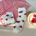Plüschige weiße Korallenvlies-Socken mit süßem Wassermelonen-Muster für den Winter - Einheitsgröße / Weiße Wassermelone