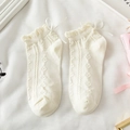 Lolita-Stil cremeweiße Söckchen mit Rüschenbündchen und zarten Schleifenbändern - Einheitsgröße / Nude / Nude Schleife