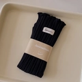 Chaussettes japonaises en maille côtelée noire avec bords festonnés et étiquette - Taille unique / Noir