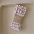Pink ribbed cotton socks with lettuce edge trim and Suxinaimin brand label - One Size / Light Pink