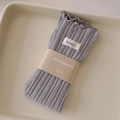 Grey ribbed knit socks featuring sweet ruffle edges and minimalist brand cloth labels - One Size / Light Gray