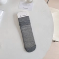 Chic gray cotton crew socks with vertical stripes and slouchy cuff on white surface - One Size / Dark Gray