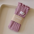 Pinkish purple ribbed socks with frill edge and minimalist label in a soft paper wrap - One Size / Deep Pink