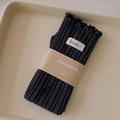 Dark grey ribbed socks for women with ruffled edges and minimalist brand label - One Size / Dark Gray