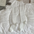 Calcetines altos blancos de punto acanalado estilo japonés con puños elásticos - Talla única / Blanco