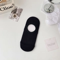 Women's black invisible low-cut liner socks with mesh cutout design and non-slip silicone - Black
