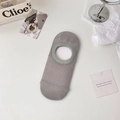 Minimalist grey low-cut invisible socks with ribbed texture and non-slip silicone - Gray