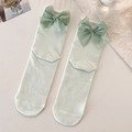 Hellgrüne Socken mit großer Organza-Schleife für einen süßen japanischen Stil - Grün