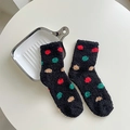 Calze spesse in pile di corallo nero con pois colorati per calore invernale - Taglia unica / Nero a Pois Multicolore