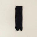 Classic black tabi socks featuring ribbed texture and split-toe design for flip-flops - Black